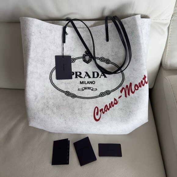 NWT PRADA Tote BAG Grey Felt 100% Authentic - Picture 12 of 12